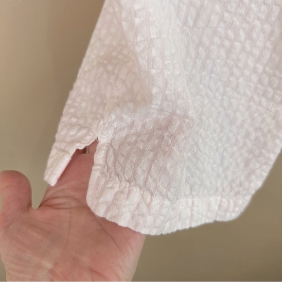 Appleseed's White Pink Striped Seersucker Shirt & Cropped Pants Set PM - Picture 9 of 13